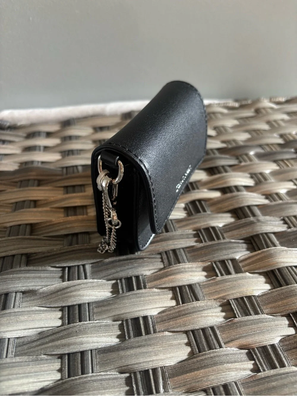 Calvin Klein Black Mini Leather Wallet with Silver Logo